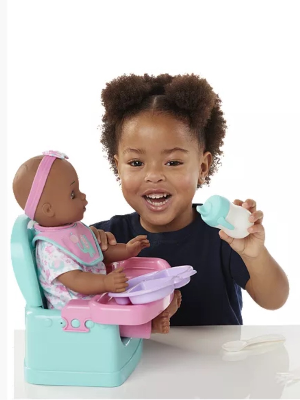 Baby Feeding Doll with Pink & Blue Mealtime Set - Picture 8 of 9